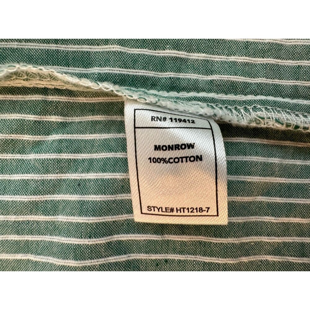 Monrow Poplin Oversized Shirt Striped Cactus Green Large - Picture 6 of 8